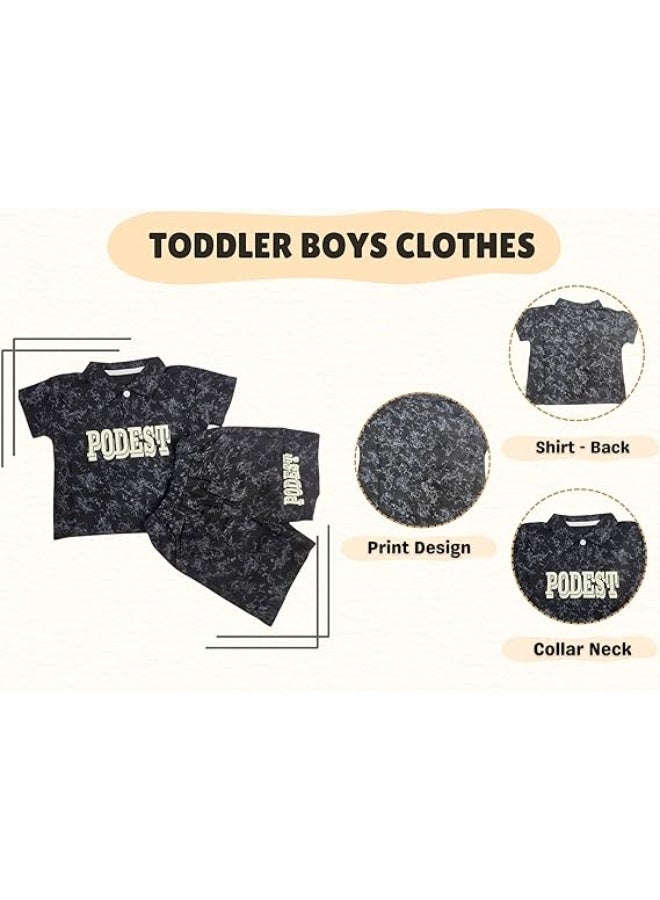 MINIIMODZ MINII MODZ Podest Print Black Short Pant & Half Sleeve T-Shirt Set for Boys | Casual & Festive Wear - Image 3
